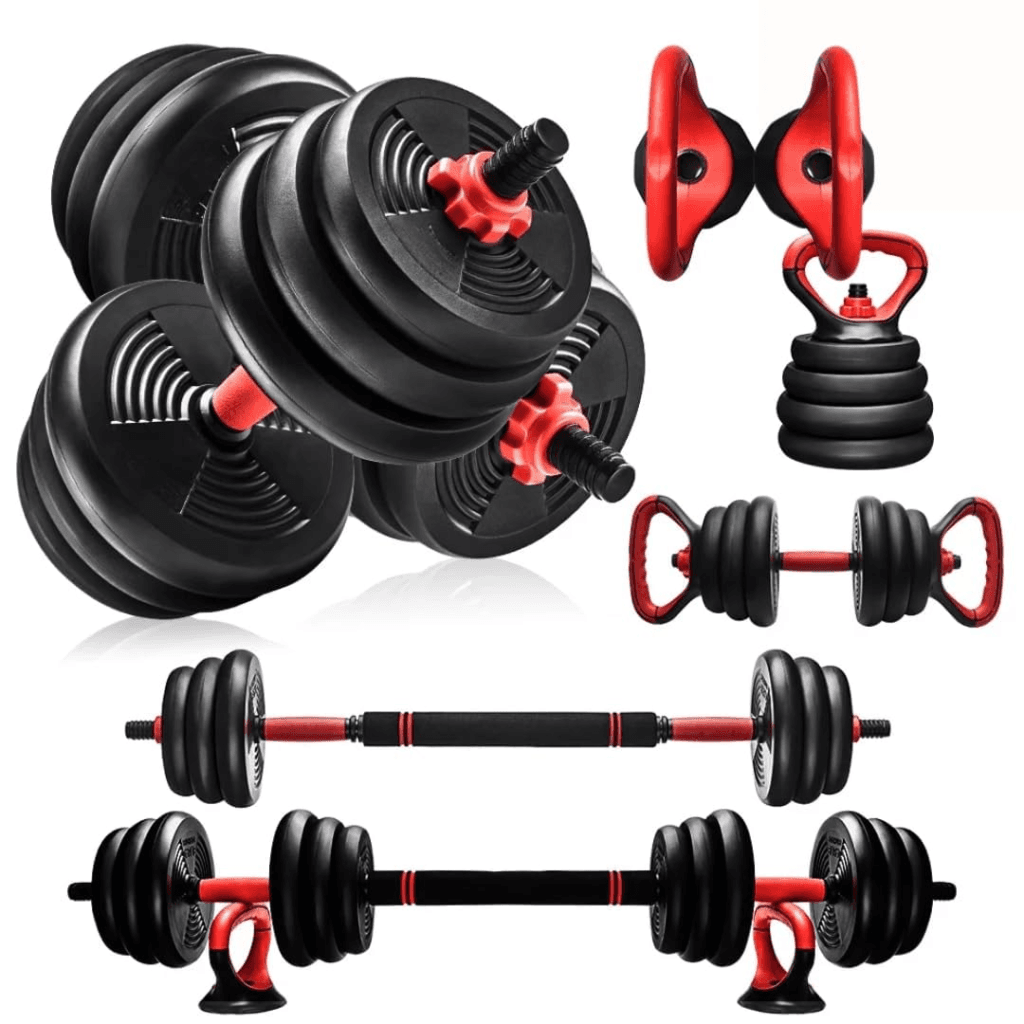 Best Home Workout Equipment for Small Space Full workout set 3 multifunctional weight training kit - Dumbbells, Kettlebells, Barbells & Push up brackets in 1 | Adjustable Weights